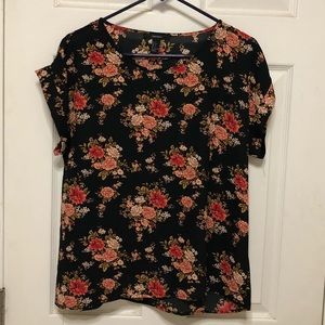 Black flower blouse